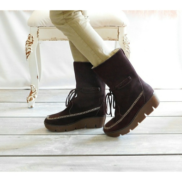 Michael Kors Shoes - MICHAEL KORS 100% LEATHER WEDGE BOOTS